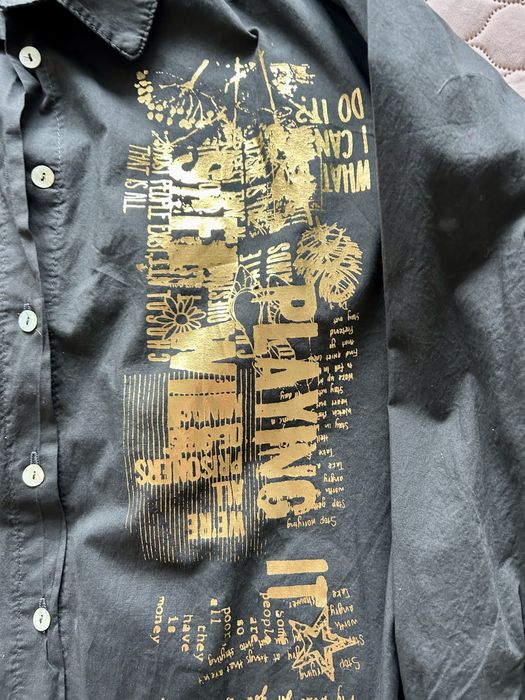 Koszula grafitowa ze złotym