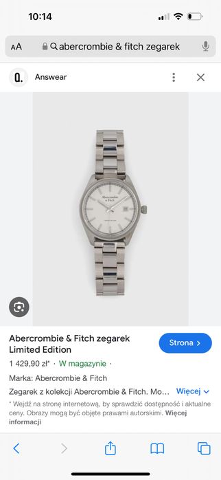 Nowy zegarek Abercrombie Fitch Limited Edition 356, Kompletny, AUTOMAT
