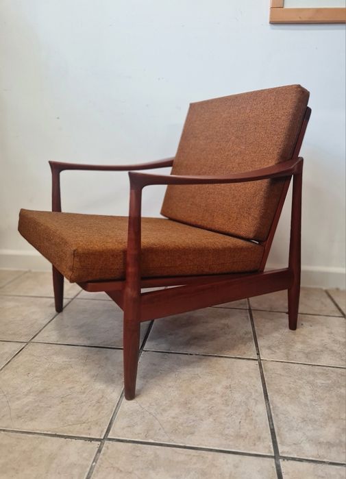 Fotel wypoczynkowy, tekowy, w stylu skandynawskim lata 60,mid century