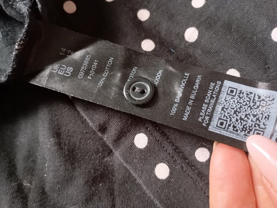 ASOS 42r długa czarna elegancka sukienka w groszki maxi bawełniana