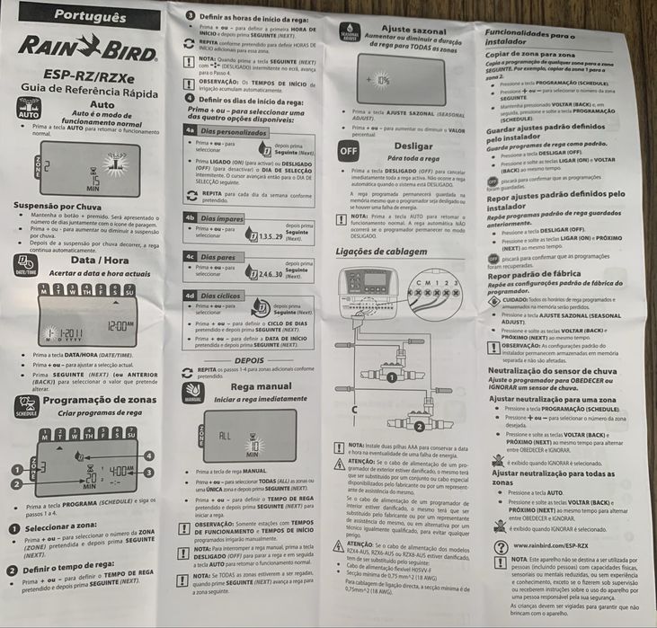 Programador e Eletroválvulas Rain Bird para rega automatica!