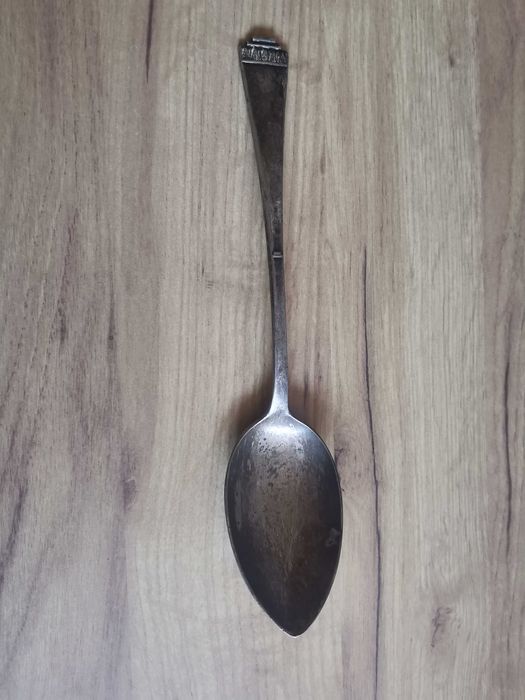 Stara przedwojenna wielka łyżka 27 cm, BM Domart GW. 10 lat, plater II RP
