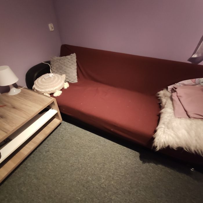 ZA DARMO! Duża sofa rozkładana czarna eko skóra