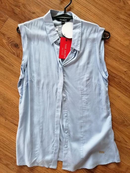 Nowa bluzka z wiskozy, Top Secret, rozm. 34, niebieska + GRATIS!