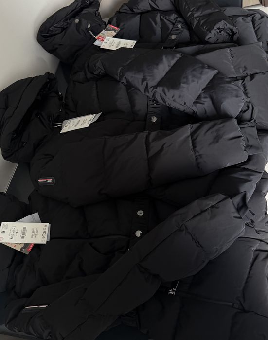 Пуховик water resistant windproof recco® technology ski collection  zara, чорна гірськолижна куртка zara