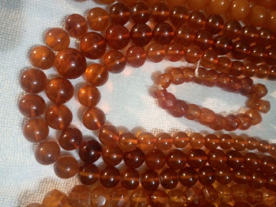 Бусы янтарные СССР, вінтажне гранені буси бруштин,