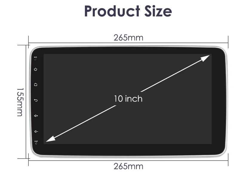 Autorrádio 1din 10" QLED Carplay/Android Auto WI-FI + 4G, GPS 4GB+32GB