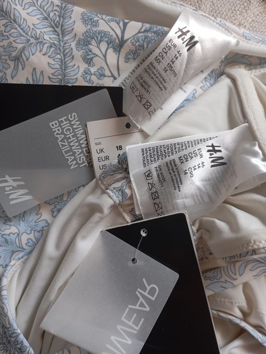 H&M 46r niesamowity NOWY strój kąpielowy  niebieski w kwiaty