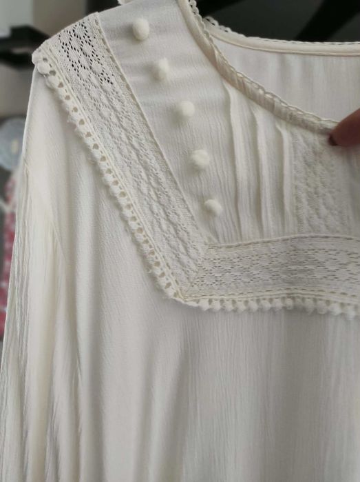 Tunika bluzka elegancka boho Ulla Popken 52 ecru