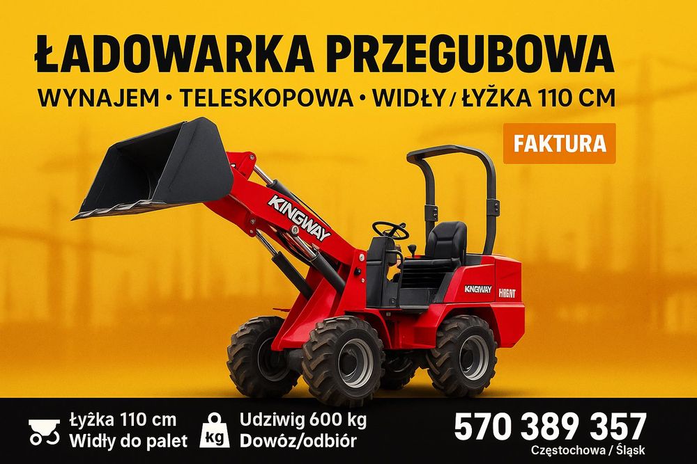 Wynajem Ładowarka Kołowa Przegubowa 4x4 z teleskopem Kingway H180T
