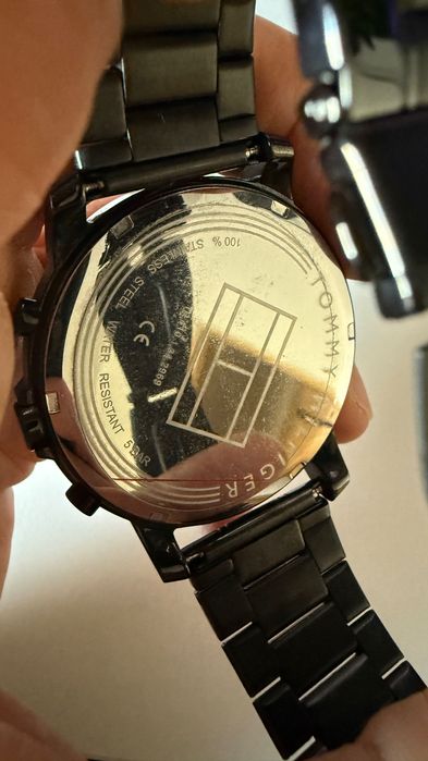 Zegarek Tommy Hilfiger | Czarny, bransoleta stalowa | Stan bdb