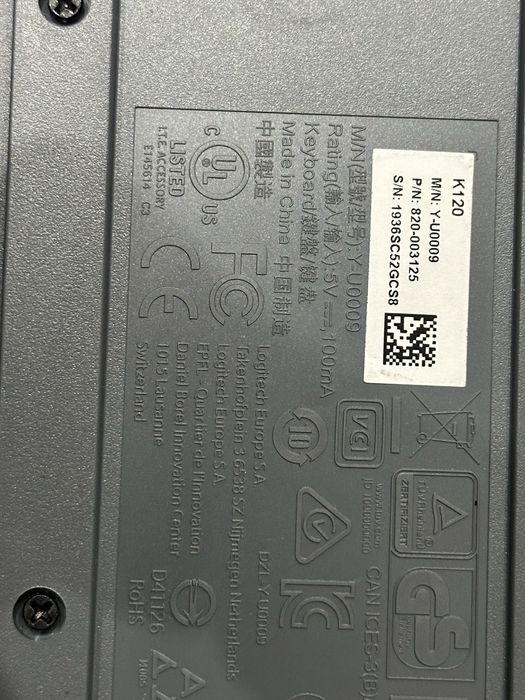 Клавіатура Logitech K120 + миша Logitech