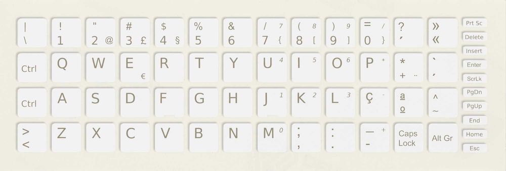 Película Teclado Autocolante Branco Windows PT 13x13 Keyboard Stickers