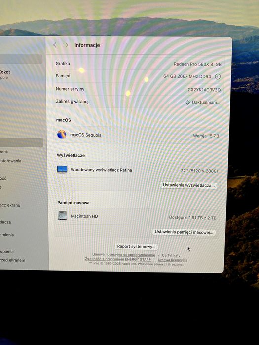 Apple iMac 27, i5 3.7GHz, Retina 5K, 64GB, 2TB SSD SATA