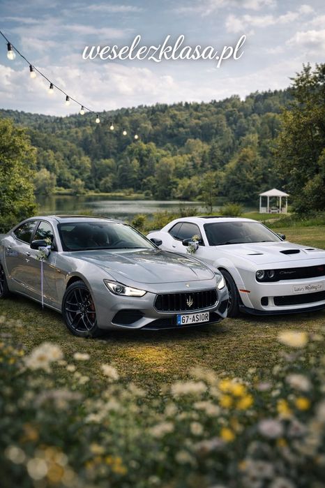 Wynajem Auta na Ślub Maserati Ghibli , Dodge Chellenger 6,4 ScatPack