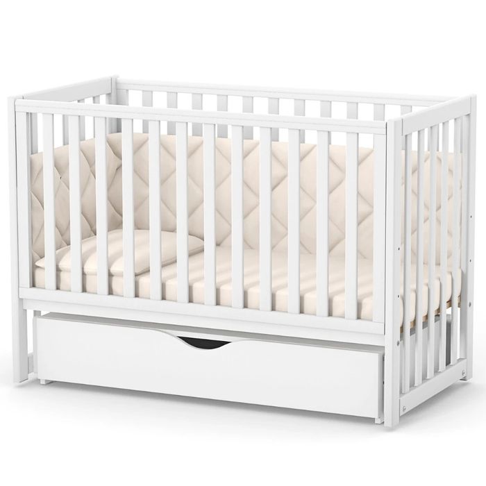 Ліжечко Верес ЛД13 біле з шухлядою та маятником + МАТРАЦ У ПОДАРУНОК!