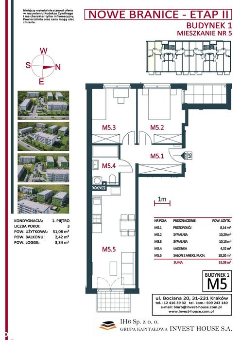 3-pokojowe mieszkanie 51 m² + 2 balkony - View 2