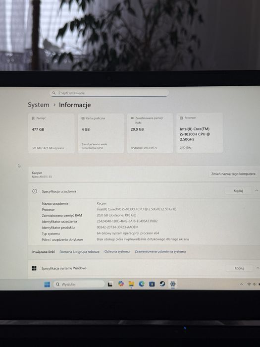 Acer nitro 5 I5-10300H 3050 4Gb