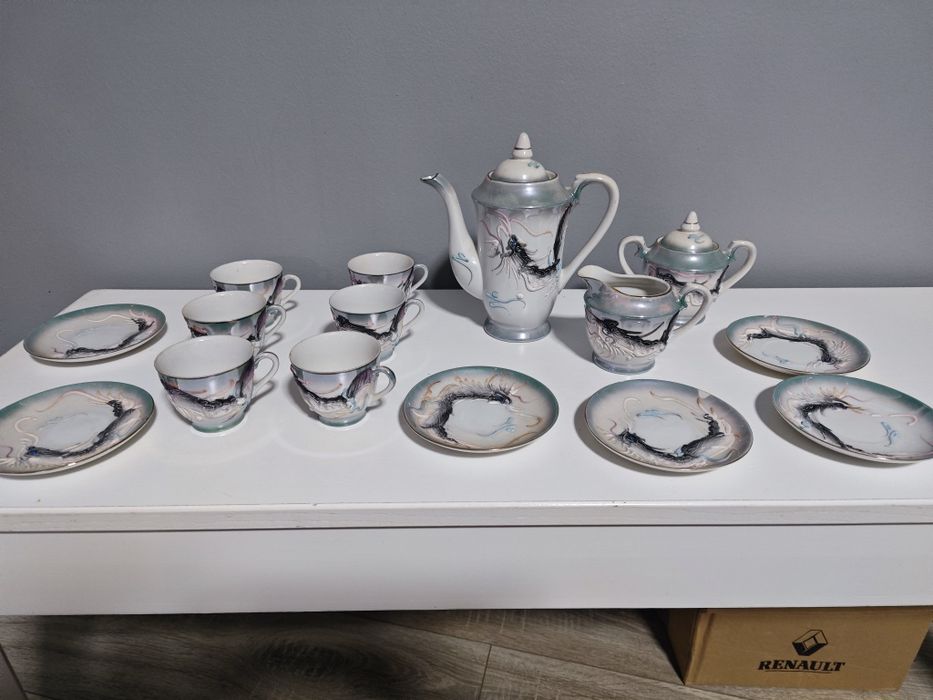 Jogo de café Japonês Dragão em porcelana anos  70