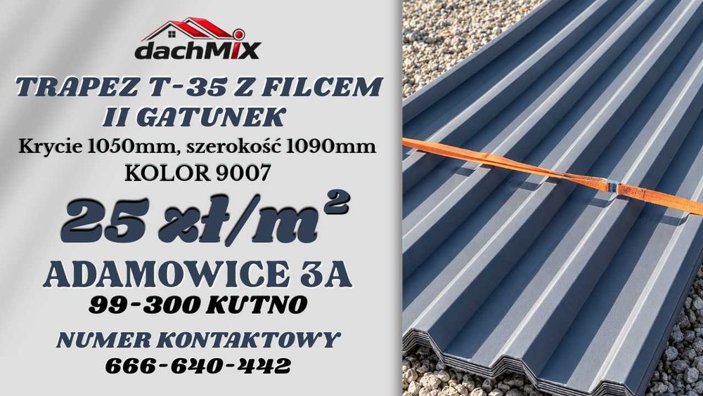 Blacha z filcem T-35 srebrna dachowa II gatunek tanio