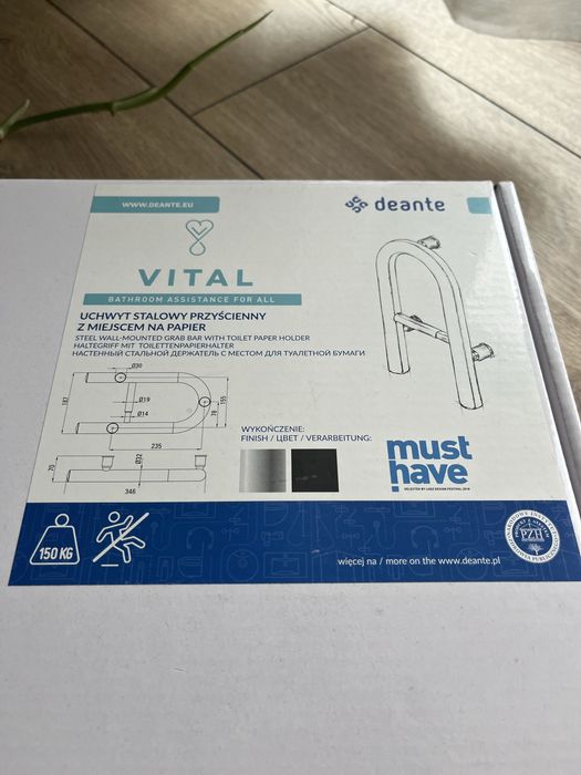 Uchwyt stalowy przyścienny z miejscem na papie