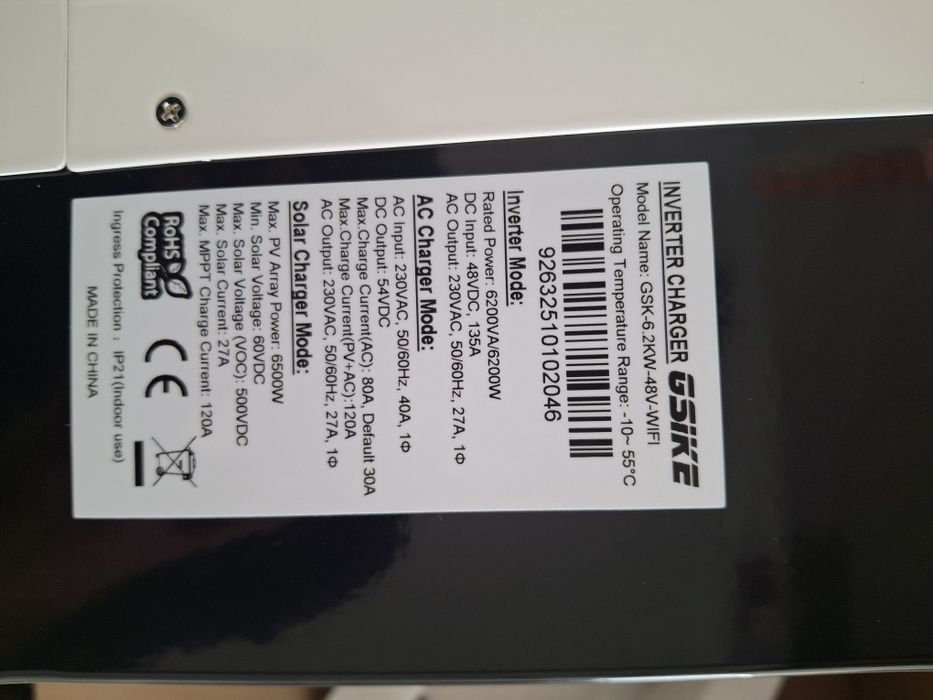 Inversor Gsike 6200W 48V WIFI
