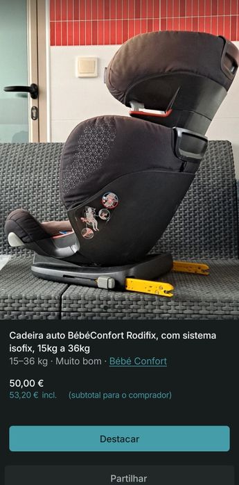 Cadeira auto BebéConfort Rodofix, com sistema isofix, 15 a 36kg