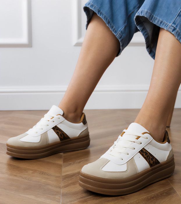 Panterkowe sneakersy damskie na platformie Serila