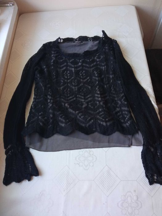 Conleys black lekki damski sweterek bluzka mohair r XS