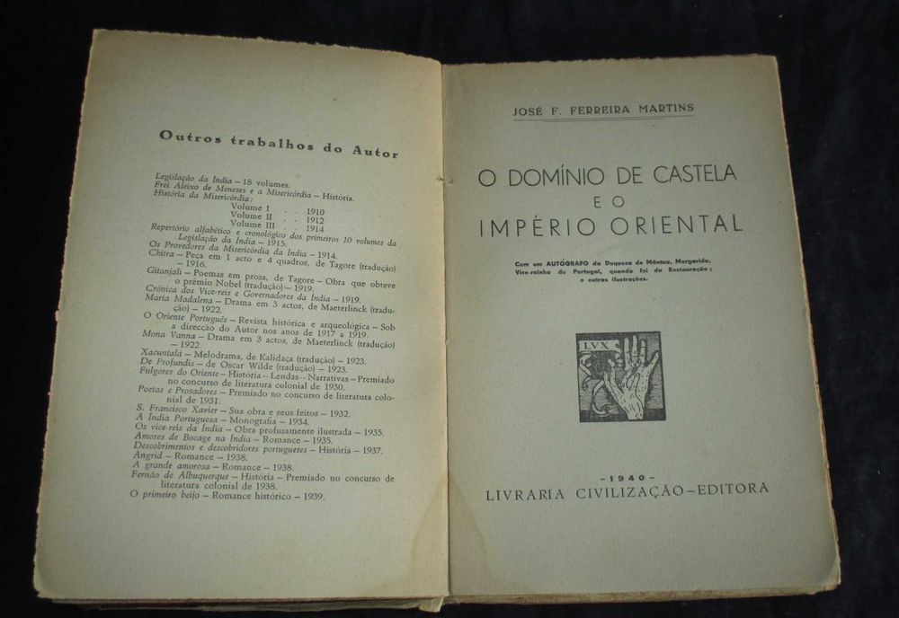 Livro O Domínio de Castela e o Império Oriental José Ferreira Martins
