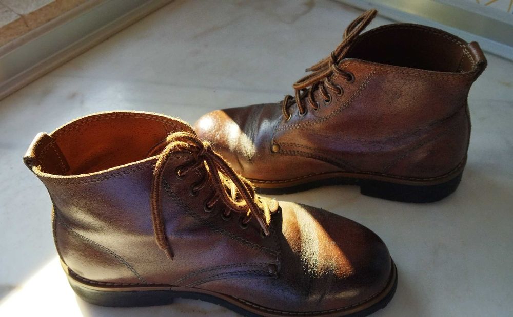 Botas unissexo castanhas, pele genuína, n.° 38