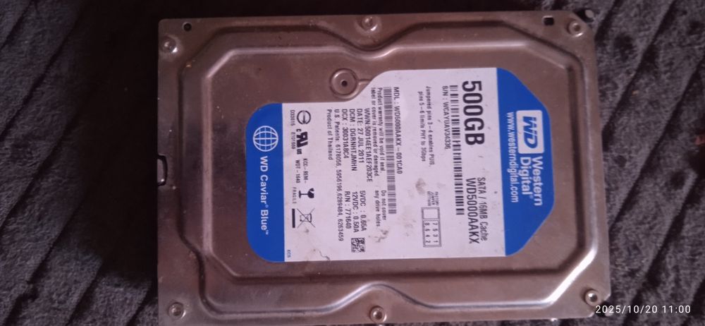 dysk twardy Western Digital (WD) Caviar Blue o pojemności 500 GB, mode