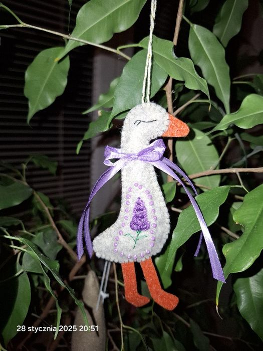 Lawendowa gęś ozdoba zawieszka gąska