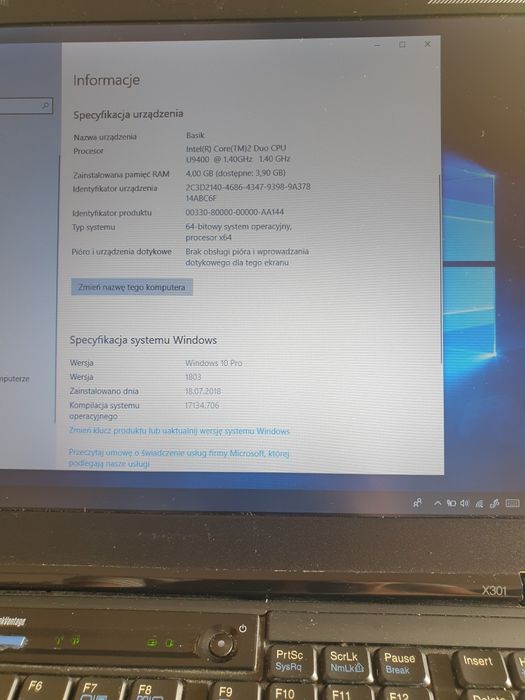 Laptop Lenovo X301 ThinkPad sprawny z zasilaczem
