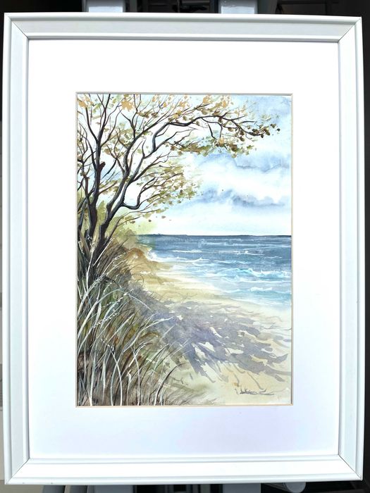 Akwarela ,, Nadmorski pejzaż". Format A4