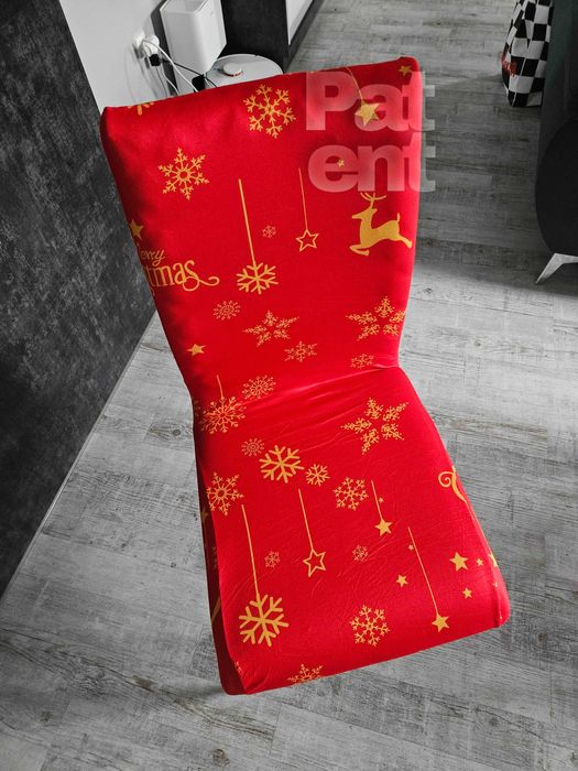 Świąteczne pokrowce na krzesła elastyczne 4 sztuki czerwone