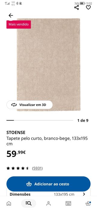 Tapete ikea creme pelo curto