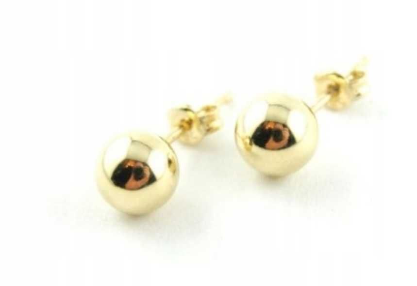 Złote kolczyki kulki 6mm gładkie pr.585