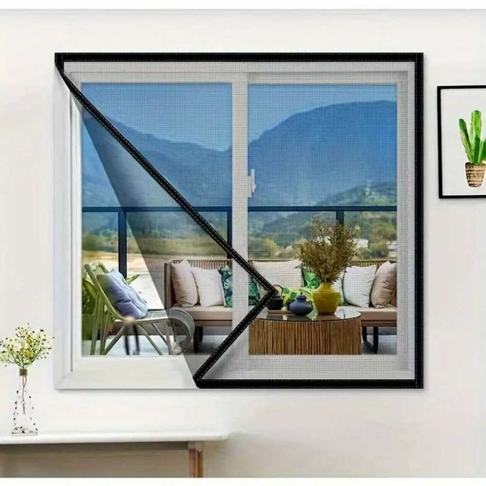 Антимоскитная сетка на липучке для окон и дверей, 150x130 см, черная