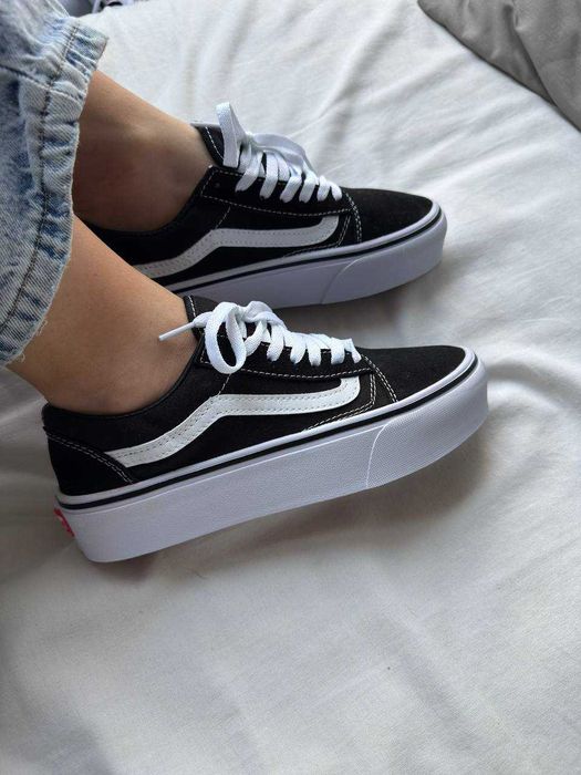 Кеди Vans Old Skool Platform / Ванс Олд Скул Платформ черные белые 38 39 40 41 42 43