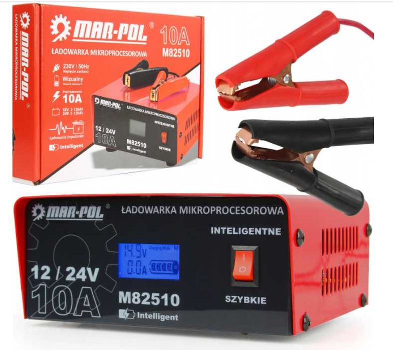 Prostownik MIKROPROCESOROWY Akumulator ładowarka 10 amper 12/24