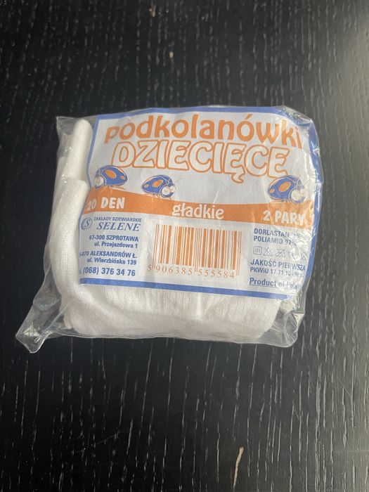 Podkolanówki dziecięce białe gładkie