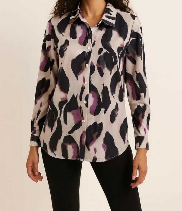 Koszula damska atłasowa elegancka wzory satynowa M do pracy office