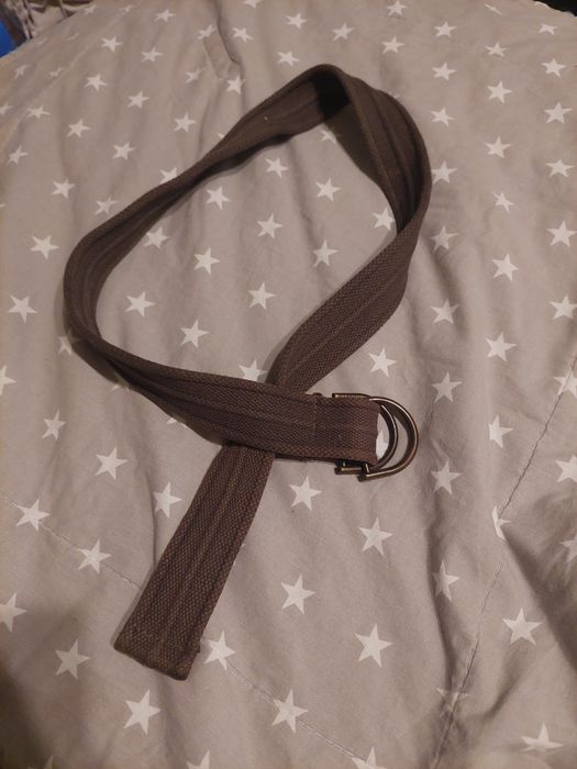 Ciemno zielony  pasek parciany z klamrą D-ring (unisex)