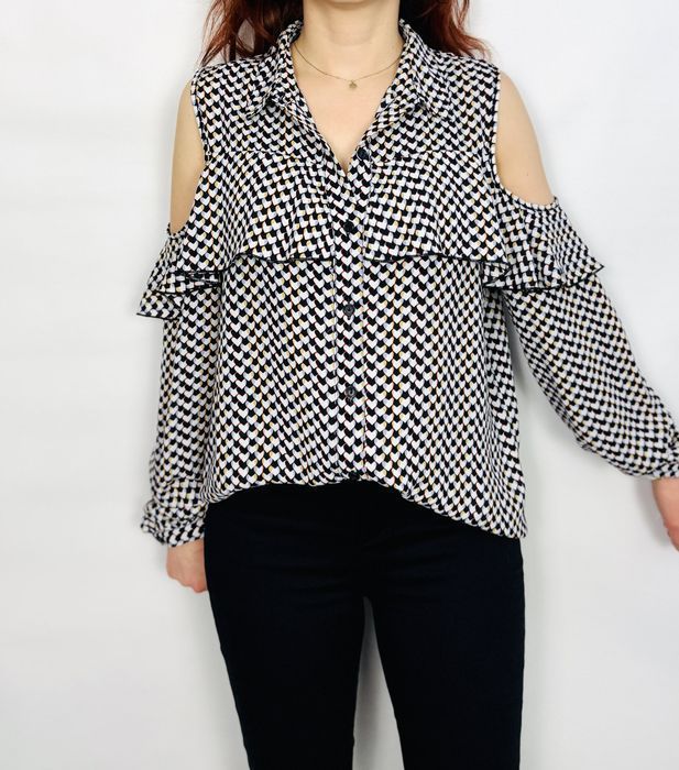 Bluzka hiszpanka w kratkę z falbankami L 40 Atmosphere