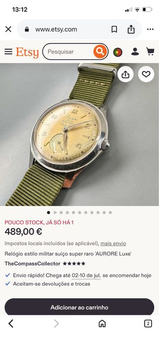 Relógio de COLEÇÃO estilo militar suíço super raro AURORE Luxe