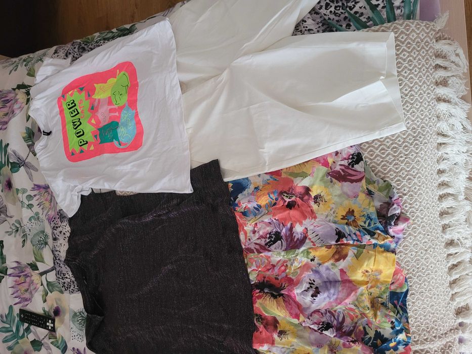 Ubrania letnie  40 L  12 szt sukienki, spodenki, koszuli, spodnie