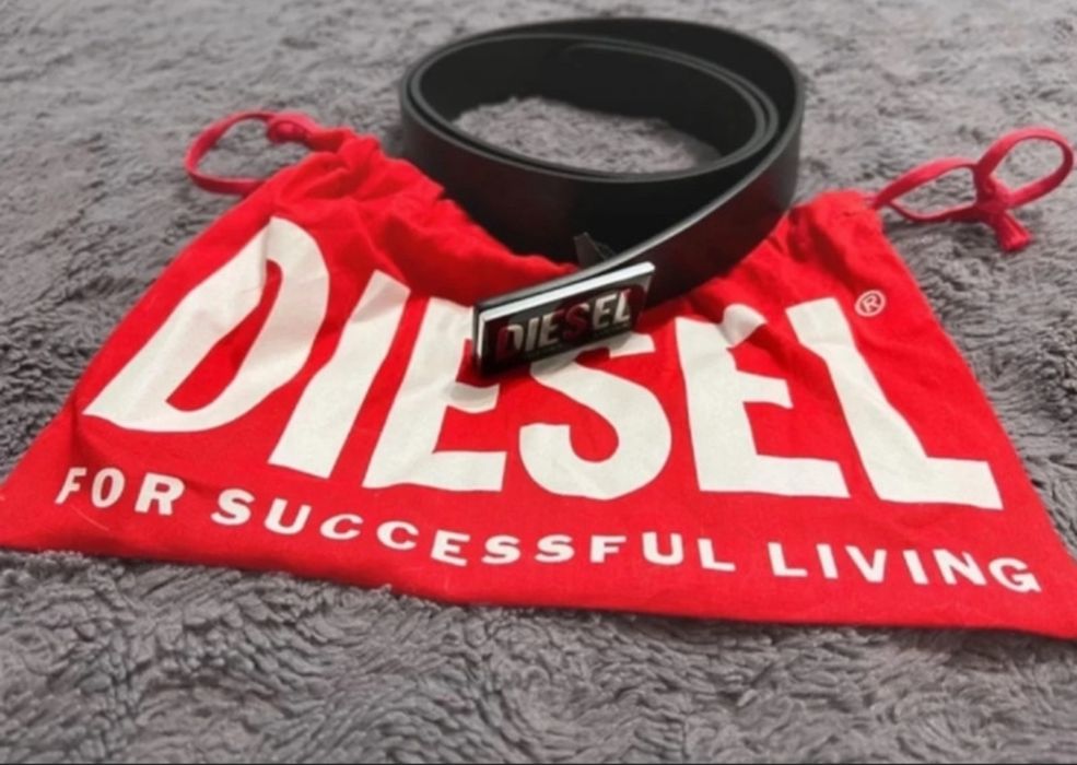 Pasek skórzany Diesel czarny