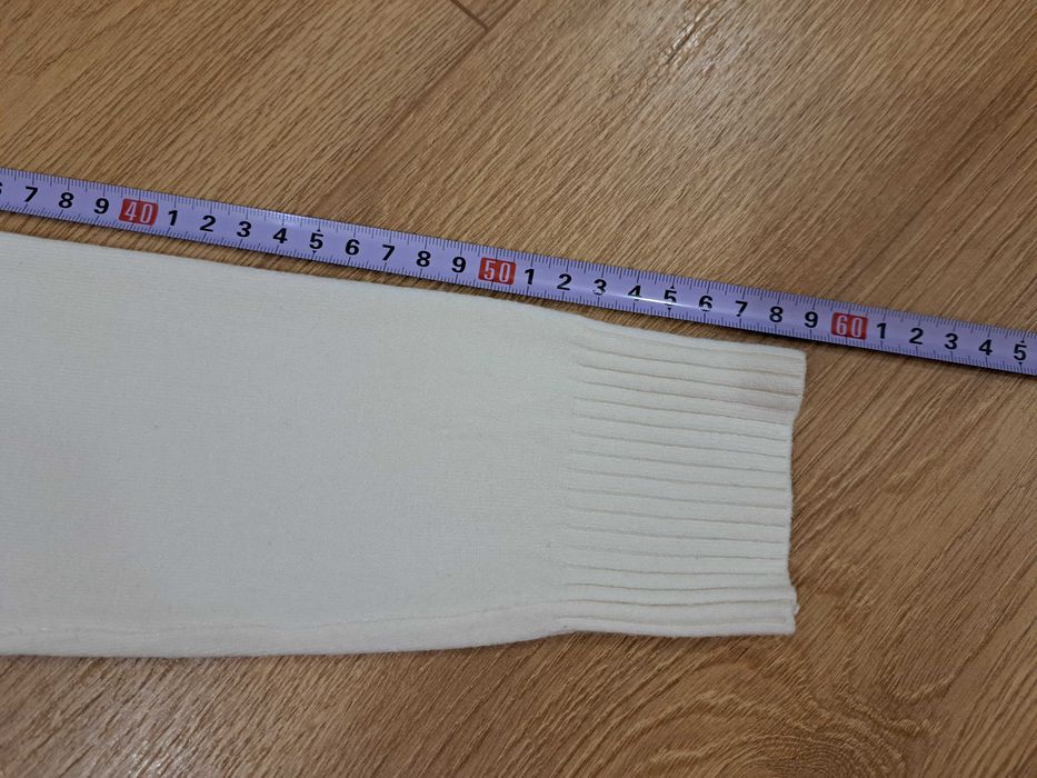 Sweter, sweterek z ozdobnym splotem, biały/kremowy, r. S