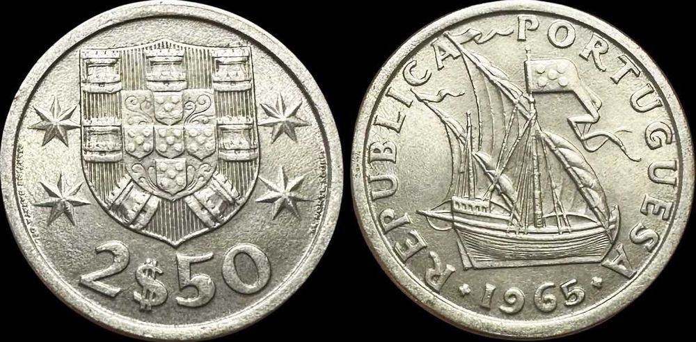 2,50 Escudos - 1965 - República Portuguesa - MBC+ (Boa Data)